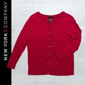 NY & Company - Cardigan Sweater Red - Large